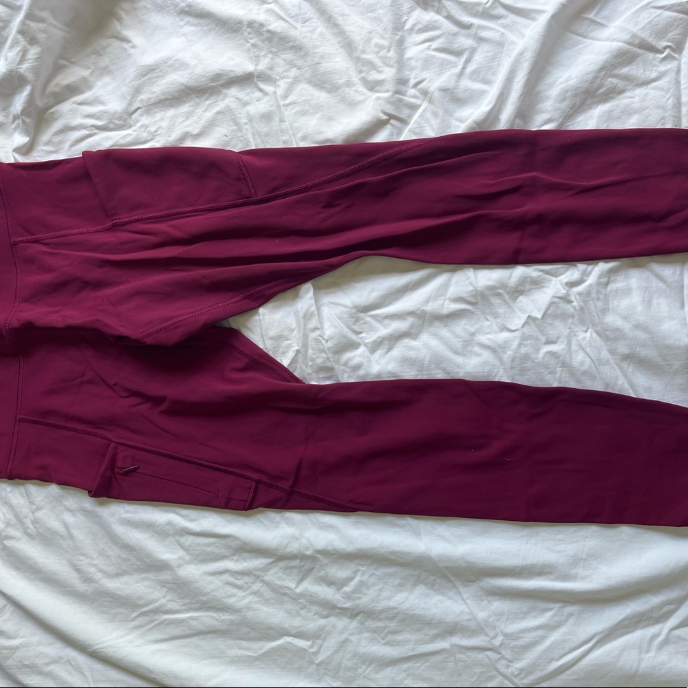 Athleta burgundy full length leggings size medium